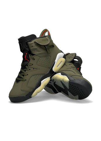 Оливковые (хаки) демисезонные кроссовки мужские, вьетнам Nike Air Jordan Retro 6 X Travis Scott ‘Olive’