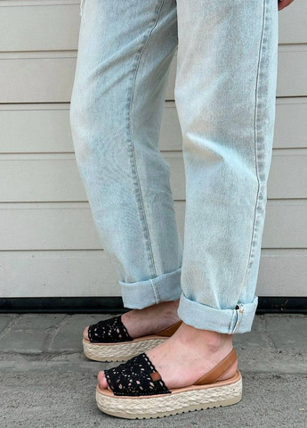 Черные босоножки Vakko без застежки с с кружевомм