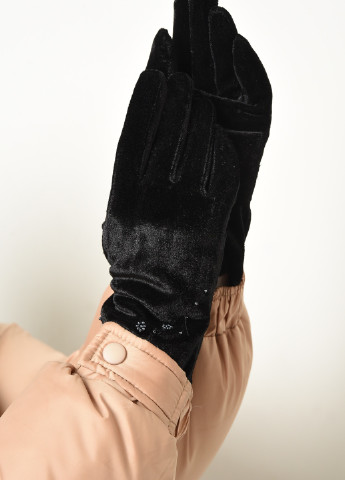 Рукавички жіночі велюрові на хутрі чорного кольору Let's Shop (256691085)