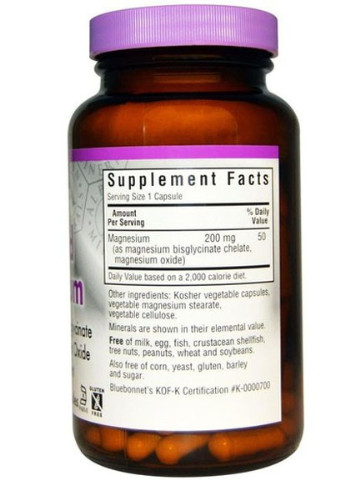 Albion Buffered Chelated Magnesium 200 mg 120 Caps Bluebonnet Nutrition (256719691)