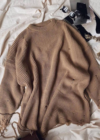 Бежевый женский свитер-туника вязка No Brand