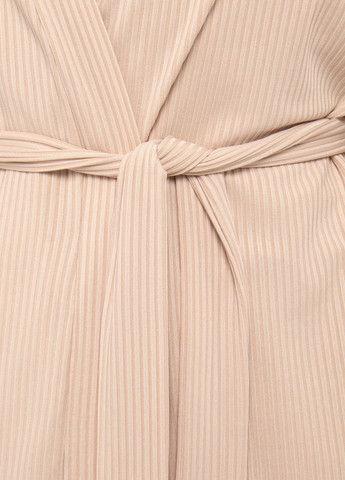 Айвори всесезон пижамный женский комплект тройка в рубчик, халат, футболка с шортами крем Maybel