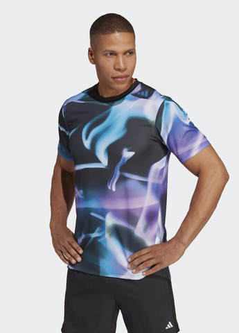 Фиолетовая тренировочная футболка designed 4 training heat.rdy allover print hiit adidas