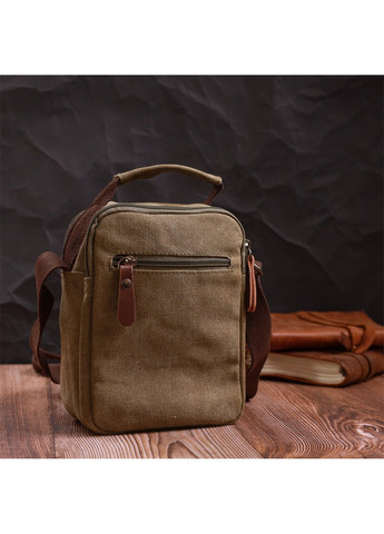 Интересная небольшая мужская сумка из плотного текстиля 22219 Оливковый Vintage (267925277)