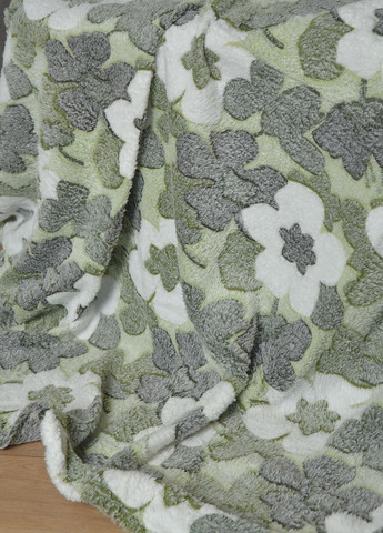 Плед зеленого цвета с цветочным принтом размер 200*220 Let's Shop (262376861)