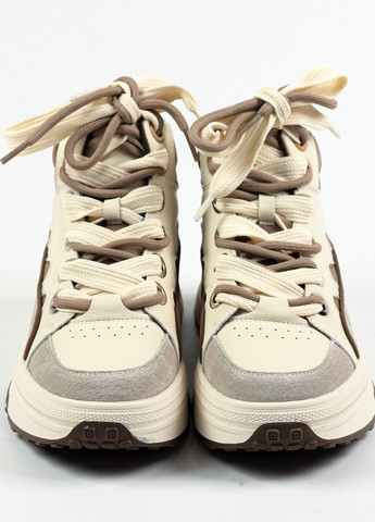 Осенние ботинки с двумя шнурками бежево-коричневые Lonza