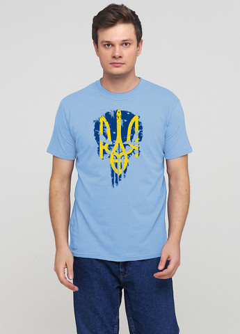 Блакитна футболка чоловіча блакитна 19м319-17 з принтом каратель з коротким рукавом Malta