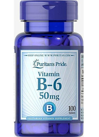 Puritan's Pride Vitamin B-6 (Pyridoxine Hydrochloride) 50 mg 100 Tabs Puritans Pride (258499312)