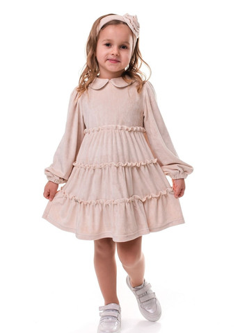 Бежевое платье для девочки на длинный рукав 9234 104 см латте 69557 Suzie (270101477)