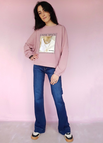 Костюм двойка свитшот и джинсы Розовый с синим Raw (259578741)