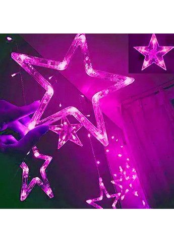 Новогодняя cветодиодная гирлянда шторка дождь "Звездопад" YS-84005 138 LED 2.5 метра (розовый) Yu Xin (269001591)