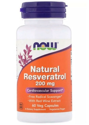 Natural Resveratrol 200 mg 60 Veg Caps Now Foods (257252335)