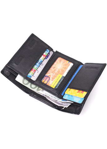 Шкіряний жіночий гаманець у три додавання 22488 Чорний st leather (277980499)