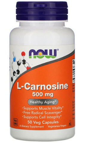 L-Carnosine 500 mg 50 Veg Caps NOW-00078 Now Foods (256725212)