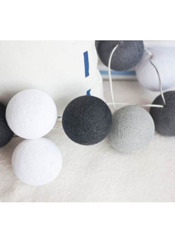 Гирлянда тайские шарики-фонарики CBL Black&Grey 35 шариков от USB, 4м Cotton Ball Lights (257960472)