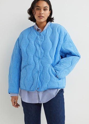 Блакитна демісезонна блакитна стьобана куртка куртка-лайнер H&M