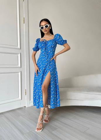 Синее женское летнее платье миди цвет синий 437179 New Trend