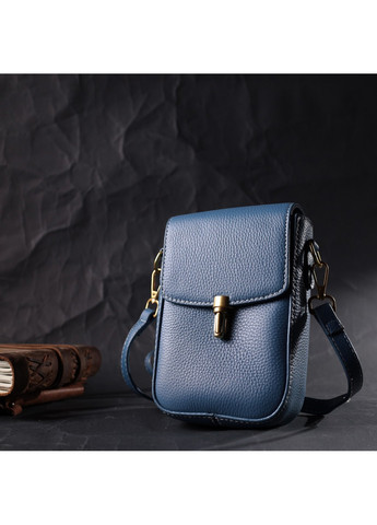 Женская сумка вертикального формата с клапаном из натуральной кожи 22310 Голубая Vintage (276457479)