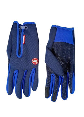 Велоперчатки велосипедные перчатки с водоотталкивающим сенсорным покрытием спандекс флис (476035-Prob) Синие М Unbranded (275863534)