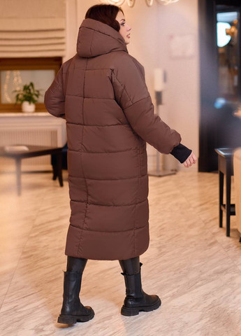 Коричнева жіноча тепла зимова куртка колір темний шоколад р.50/52 354568 New Trend