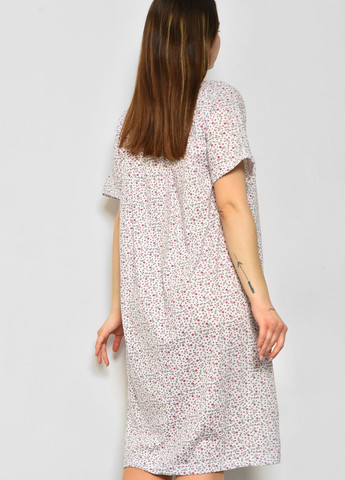 Нічна сорочка жіноча напівбатальна білого кольору з квітковим принтом Let's Shop (277925621)