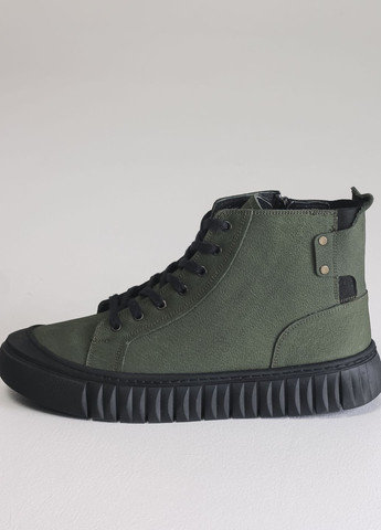 Хаки осенние ботинки осенние зеленые нубук Bravelli