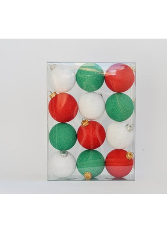 Набір ялинкових іграшок з нитяних кульок 6,5 см, 12 шт Класика Cotton Ball Lights (257986237)