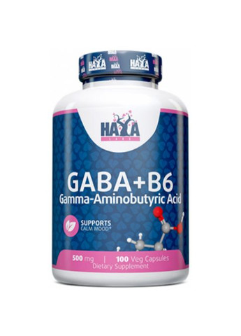 Gaba + B6 500 mg 100 Veg Caps Haya Labs (266340710)
