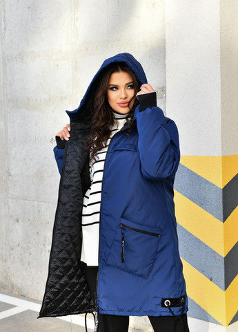 Синяя женская куртка-пальто из плащевки цвет синий р.48/50 445906 New Trend
