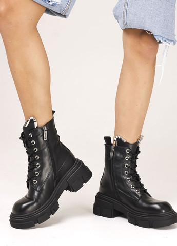 Зимние ботинки зимние черные кожаные Lottini