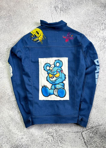 Синя чоловіча джинсова куртка з принтом No Brand (262088774)