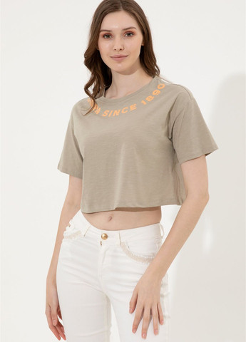 Оливковая (хаки) женская футболка-футболка u.s/ polo assn. женская U.S. Polo Assn.