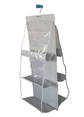 Органайзер вішалка підвісний двосторонній для зберігання сумок на 6 прозорих відділень 81х35 см (475964-Prob) Сірий Unbranded (275068654)