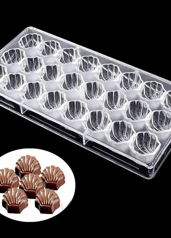 Форма пластикова для шоколадних цукерок (шоколаду) та желе «Мушля» 27.5х13.5х2.4 см на 24 цукерки Kitchen Master (277962470)