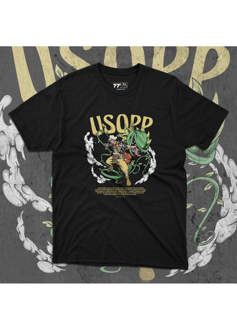Чорна футболка з принтом ван піс - usopp No Brand