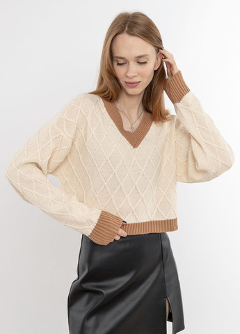 Женский пуловер цвет бежевый ЦБ-00233454 Remina (268659990)