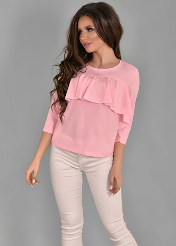 Рожева блузи блуза з воланами (ут000044607) Lemanta