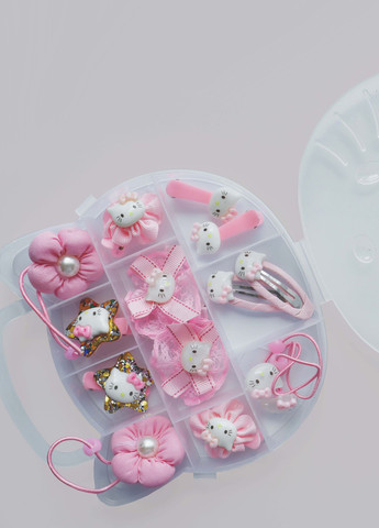 Набір гумок і заколок для волосся "Кошеня", рожеві, 14 шт в пластиковій коробочці Анна Ясеницька (260012100)