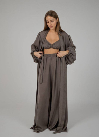 Оливковая (хаки) женский пижамный костюм тройка цвет хаки р.l/xl 448616 New Trend
