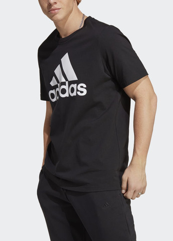Черная футболка essentials single jersey big logo adidas