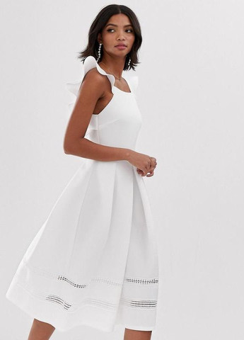 Білий сукня міді з мереживними вставками Asos