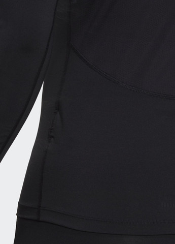 Лонгслів для фітнесу Techfit adidas логотип чорний спортивні