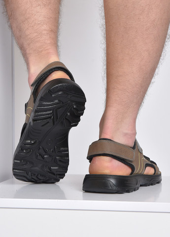Пляжные сандалии мужские темно-бежевого цвета на липучке Let's Shop на липучке