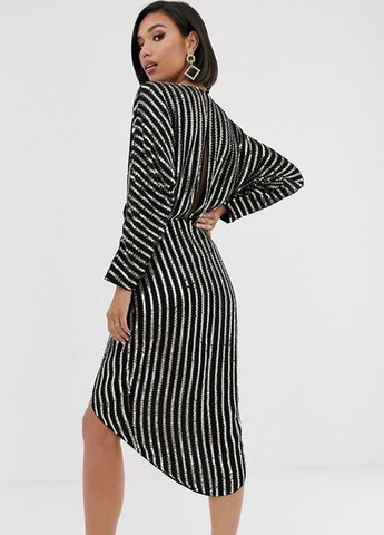 Черное вечернее платье с запахом и пайетками Asos