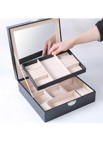 Шкатулка сундук органайзер коробка футляр для хранения украшений бижутерии 25.5х25.5х9 см (474654-Prob) Черная Unbranded (259207755)