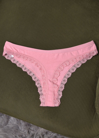 Стринги женские однотонные розового цвета Let's Shop (276061203)