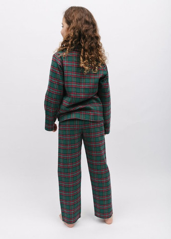 Зеленая зимняя пижама детская унисекс 6856 рубашка + брюки Cyberjammies Whistler