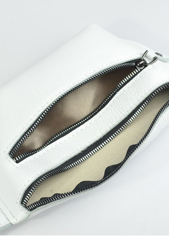 Белая кожаная маленькая сумка бананка через плечо, нагрудная поясная сумочка из натуральной кожи Serebro (266914619)