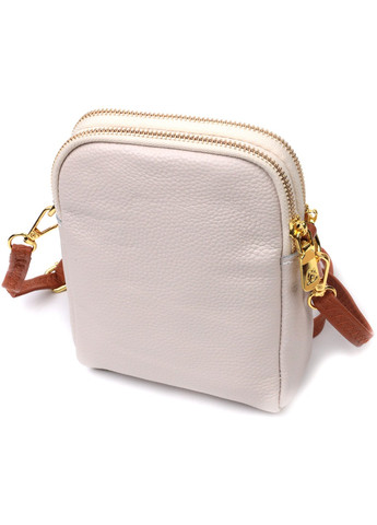 Стильная сумка трапеция для женщин из натуральной кожи 22270 Белая Vintage (276461678)
