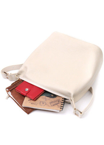 Зручна жіноча сумка з однією довгою ручкою із натуральної шкіри 22307 Біла Vintage (276457600)